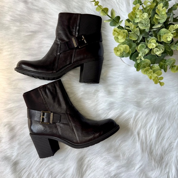Nicole Reiny Dark Dune Leather Ankle Bootie with Block Heel Size 7.5 - Picture 4 of 12